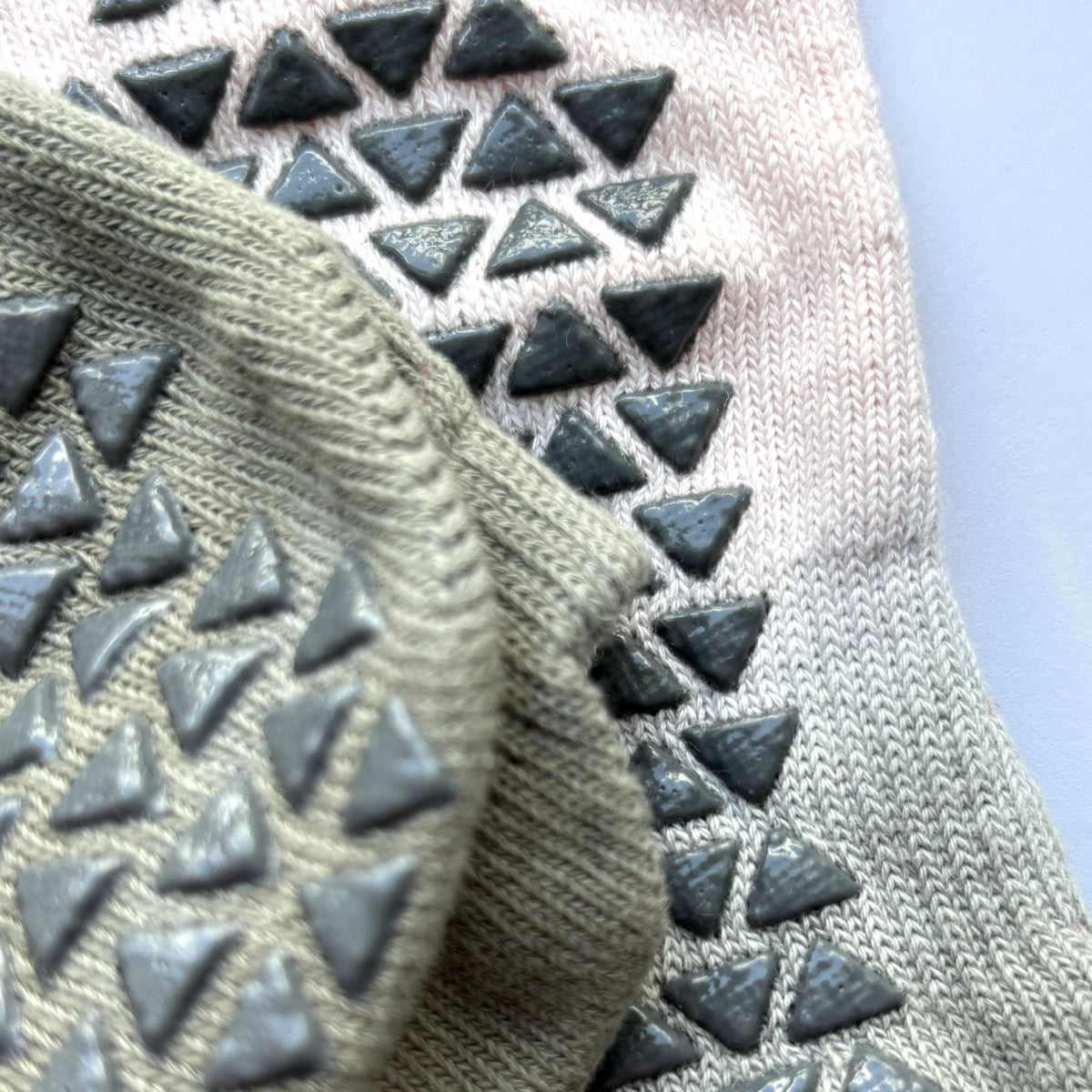 Pink Grey Full Toe Pilates Ankle Grip Socks