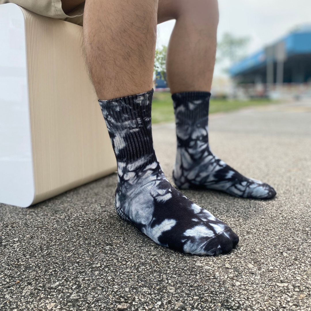 Black Tie-dye Crew Grip Socks