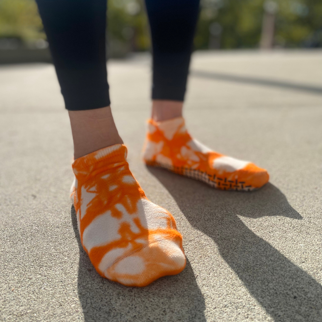 Orange Tie-dye Ankle Grip Socks