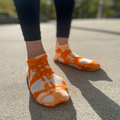 Orange Tie-dye Ankle Grip Socks