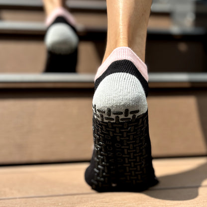 Black Pink Full Toe Ankle Grip Socks