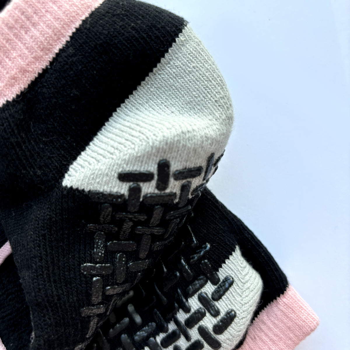 Black Pink Full Toe Ankle Grip Socks