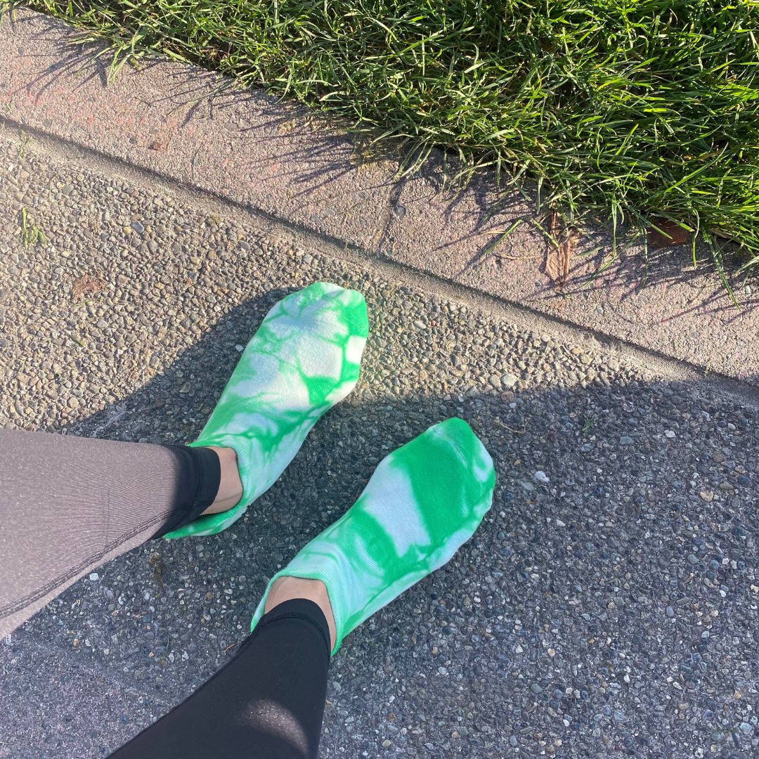 Green Tie-dye Ankle Grip Socks