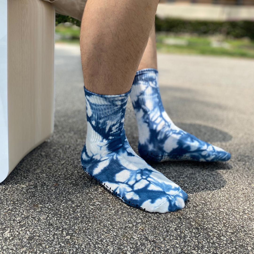 Denim Blue Tie-dye Crew Grip Socks