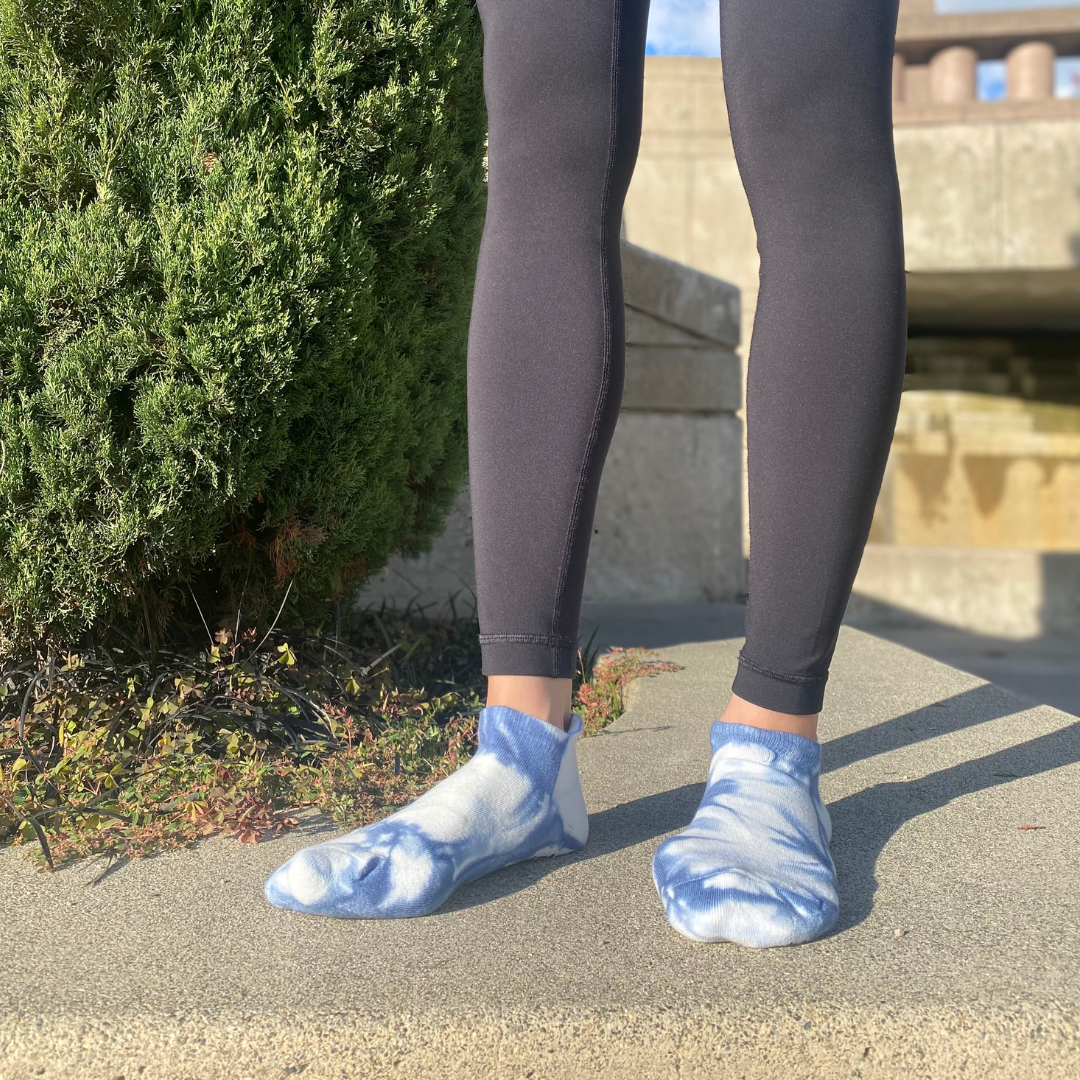 Steel Blue Tie-dye Ankle Grip Socks