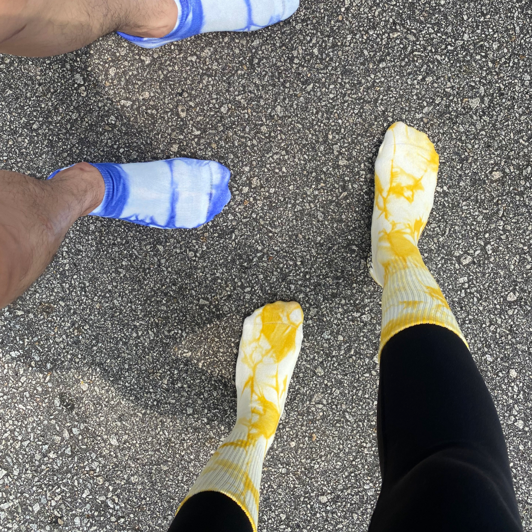 Yellow Tie-dye Crew Grip Socks