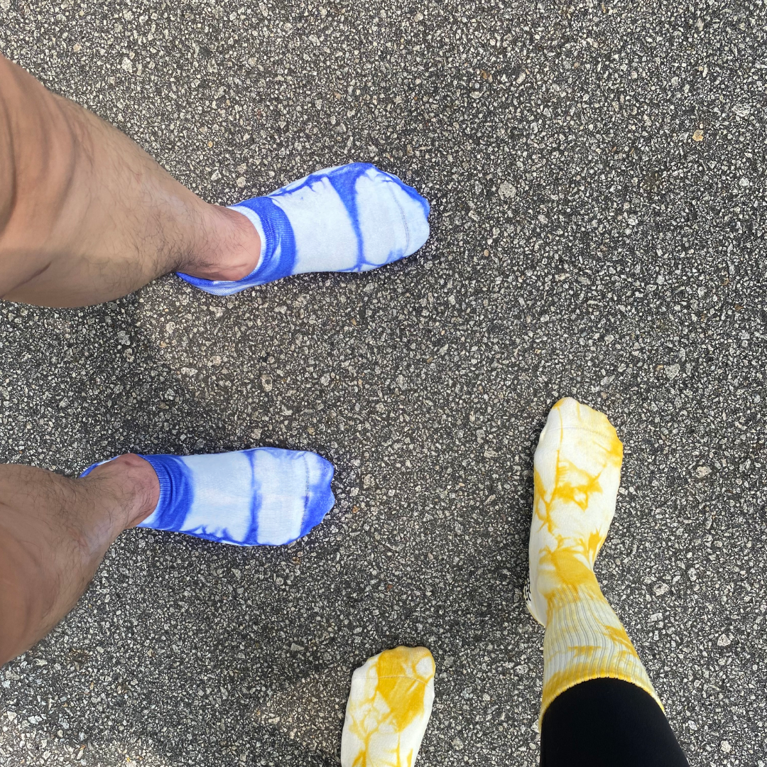 Blue Tie-dye Ankle Grip Socks